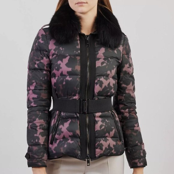 $1595 Burberry London Belted Fox Fur Puffer Down Jacket Coat Dusky Mauve ( 4 ) - Picture 1 of 13